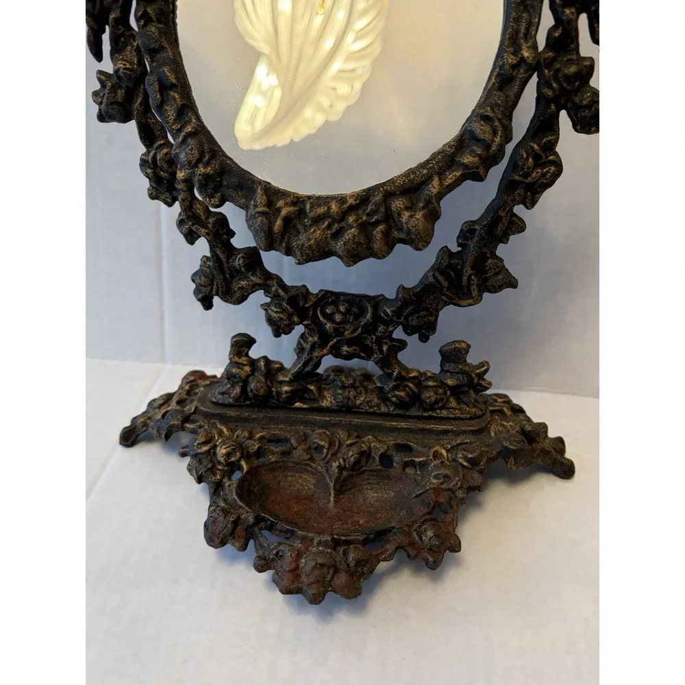 Vintage Vanity Table Cast Iron Oval Victorian Cast Mirror